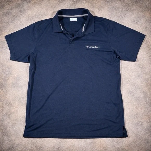Columbia Pfg Shade Short Sleeve Polo Shirt Navy Blue Men's Size Large Golfing - Picture 1 of 7